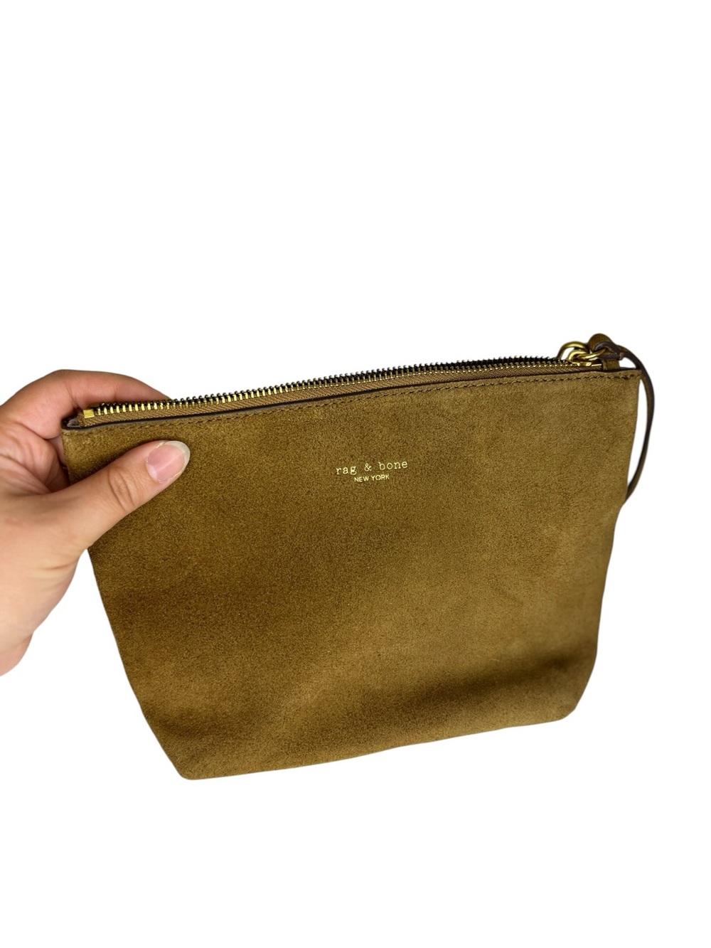 NWT rag & bone Golden Brown Suede Zip Pouch / Wristlet - Picture 4 of 5